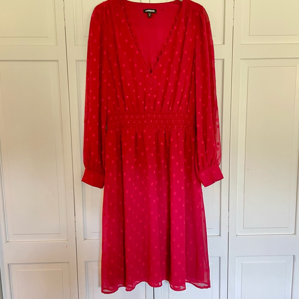 Express Red V-Neck Dress, holiday dress
